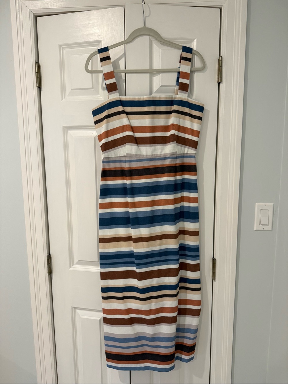 Coco Shop Long Slip Dress in Cool Stripe